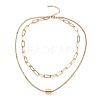 PVD Vacuum Plating 304 Stainless Steel Double Chains Multi Layered Necklace with Column Beaded for Women STAS-E155-11G-1