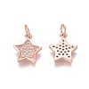 Brass Micro Pave Clear Cubic Zirconia Charms ZIRC-I036-03RG-1