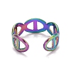 Rainbow Color Ion Plating(IP) 304 Stainless Steel Hollow Open Cuff Ring for Women RJEW-A005-24MC-3
