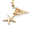 Brass Starfish Charm Bracelets BJEW-JB05807-01-2
