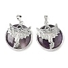 Natural Amethyst Flat Round Pendants G-G279-01P-08-1