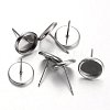 Tarnish Resistant Flat Round 304 Stainless Steel Stud Earring Settings STAS-M227-8mm-1