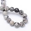 Round Natural Black Silk Stone/Netstone Bead Strands G-R345-6mm-20-3