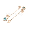 Rack Plating Star Brass Deep Sky Blue Cubic Zirconia European Safety Chains KK-F879-21G-2