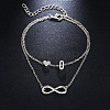 Alloy Infinity Heart Initial Charm Double Layer Anklets for Women FS-WG74AE6-15-1