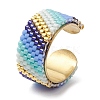 Glass Seed Beads Gradient Open Cuff Rings RJEW-MZ00021-1