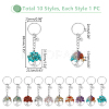 10Pcs 10 Styles Flat Round with Tree of Life Tibetan Style Zinc Alloy Keychains KEYC-UN00003-3