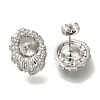 Brass Micro Pave Clear Cubic Zirconia Stud Earring Findings KK-K388-15P-1