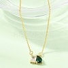 Brass Pave Cubic Zirconia Rectangle & Teardrop Pendant Cable Chain Necklaces KK-CBAB173-05G-08-3