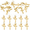 10Pcs Cross with Fish Brass Pendants PALLOY-TAC0271-1