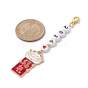 Lucky Cat Alloy Red Enamel Pendants Decorations HJEW-JM01444-4