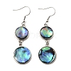 Brass Natural Abalone Shell Dangle Earrings EJEW-F388-01F-P-4