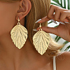 Iron Textured Leaf Vintage Chic Ladies Fashion Vacation Party Hoop Earrings RQ3048-1