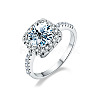 Rhodium Plated 925 Sterling Silver Pave 6.5x3.9mm Moissanite Finger Rings for Women WGE3211-02-3