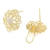 Flower Brass Micro Pave Cubic Zirconia Stud Earrings Finding KK-E083-19G-2