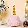 Natural Rose Quartz and Metal Candlestick Ornaments PW-WG97317-02-1