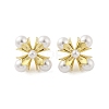 Brass with Resin Imitation Pearl Stud Earrings EJEW-B046-01G-2