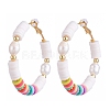 Basketball Wives Style Brass Heishi Beaded Hoop Earrings EJEW-JE04086-01-1