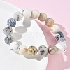 Natural Green Opal Round Beads Stretch Bracelets for Women BJEW-Z158-03L-02-3