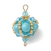 Synthetic Turquoise Round and Glass Seed Beaded Lantern Links Connector Charms PALLOY-MZ01176-05-1