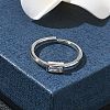 Rectangle Brass with Glass Cuff Rings for Women RJEW-Z111-05P-07-2
