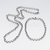 304 Stainless Steel Cross Rolo Chain Jewelry Sets SJEW-A077-01P-2