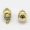 Skull Brass Micro Pave Cubic Zirconia Beads ZIRC-F018-03-1