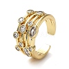 Rack Plating Brass Micro Pave Cubic Zirconia Open Cuff Rings RJEW-Q777-14G-1