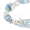 5Pcs 5 Style Natural Mixed Gemstone Chips & Pearl Beaded Bracelets Set for Women BJEW-JB08778-5