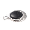 Natural Obsidian Pendants with Hollow Platinum Brass Findings G-P448-A12-P-4