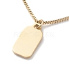 304 Stainless Steel Rectangle Pendant Necklace with Box Chains for Women NJEW-I123-02B-3