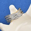 Brass Micro Pave Cubic Zirconia Cuff Rings for Women RJEW-D326-09G-3