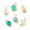 Natural Agate Cube Charms with Golden Tone Iron Loops PALLOY-JF01586-20B-1