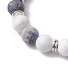 8mm Round Natural Howlite & Blue Spot Jasper Beaded Stretch Bracelets for Women BJEW-TA00529-4