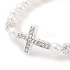Alloy Rhinestone Religion Cross Bracelets BJEW-JB09096-4