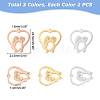 6Pcs 3 Colors 304 Stainless Steel Pendants STAS-UN0030-37-5