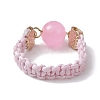 Glass Round Ball Braided Bead Style Finger Ring RJEW-JR00600-01-4