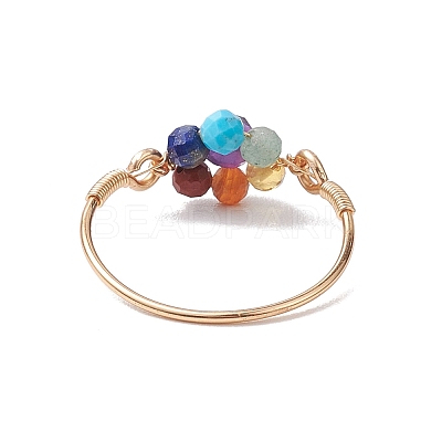 Flower Natural Gemstone Finger Rings RJEW-JR00713-02-1
