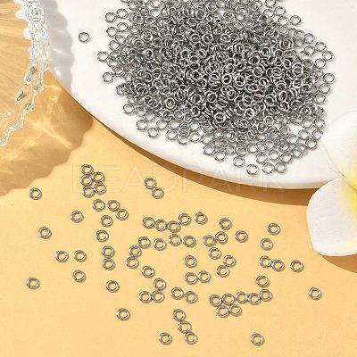 Tarnish Resistant 304 Stainless Steel Open Jump Rings X-STAS-Q186-02-3x0.6mm-1