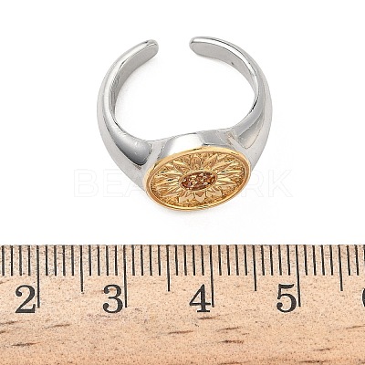 Brass Micro Pave Clear Cubic Zirconia Cuff Rings RJEW-G364-01GP-02-1