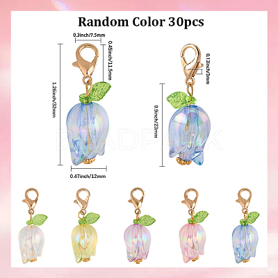 30Pcs Tulip Acrylic Locking Stitch Marker HJEW-SC0002-20-1
