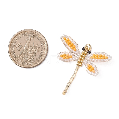 Glass Seed Beaded Dragonfly Pendants PALLOY-MZ00983-02-1