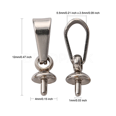Tarnish Resistant 201 Stainless Steel Peg Bails Pendants X-STAS-E031-1-1