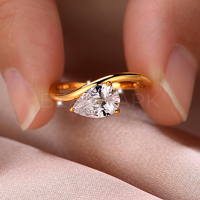 Brass Pave Single Cubic Zirconia Finger Rings for Women ZK8046-7-1