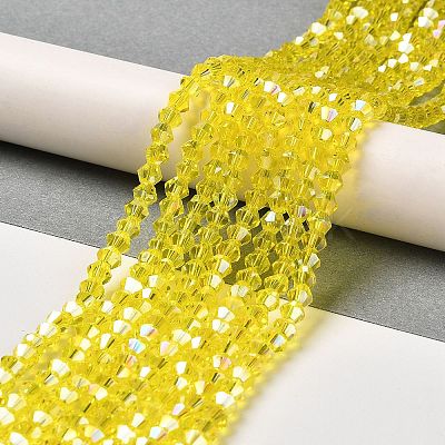 Transparent Electroplate Glass Beads Strands GLAA-F029-2mm-A21-1