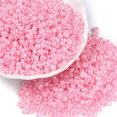 DIY Craft Beads 6/0 Ceylon Round Glass Seed Beads X-SEED-A011-4mm-145-1