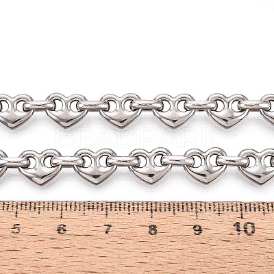 304 Stainless Steel Heart Link Chains CHS-Q009-03P-01-1
