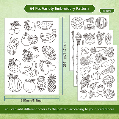 4 Sheets 11.6x8.2 Inch Stick and Stitch Embroidery Patterns DIY-WH0455-042-1
