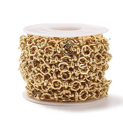 Brass Hexagon & Knot Link Chains CHC-K013-14G-1