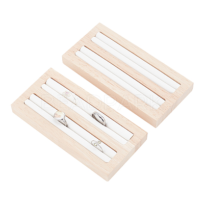 2-Slot Wooden Ring Display Stands ODIS-WH0025-88-1
